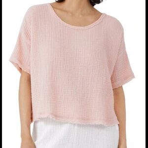 Eileen Fisher XXS Pink Gauze Boxy Top